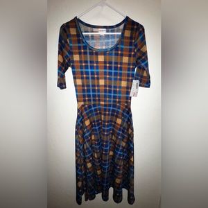 NWT Plaid Lula Roe Nicole Dress with Pockets
